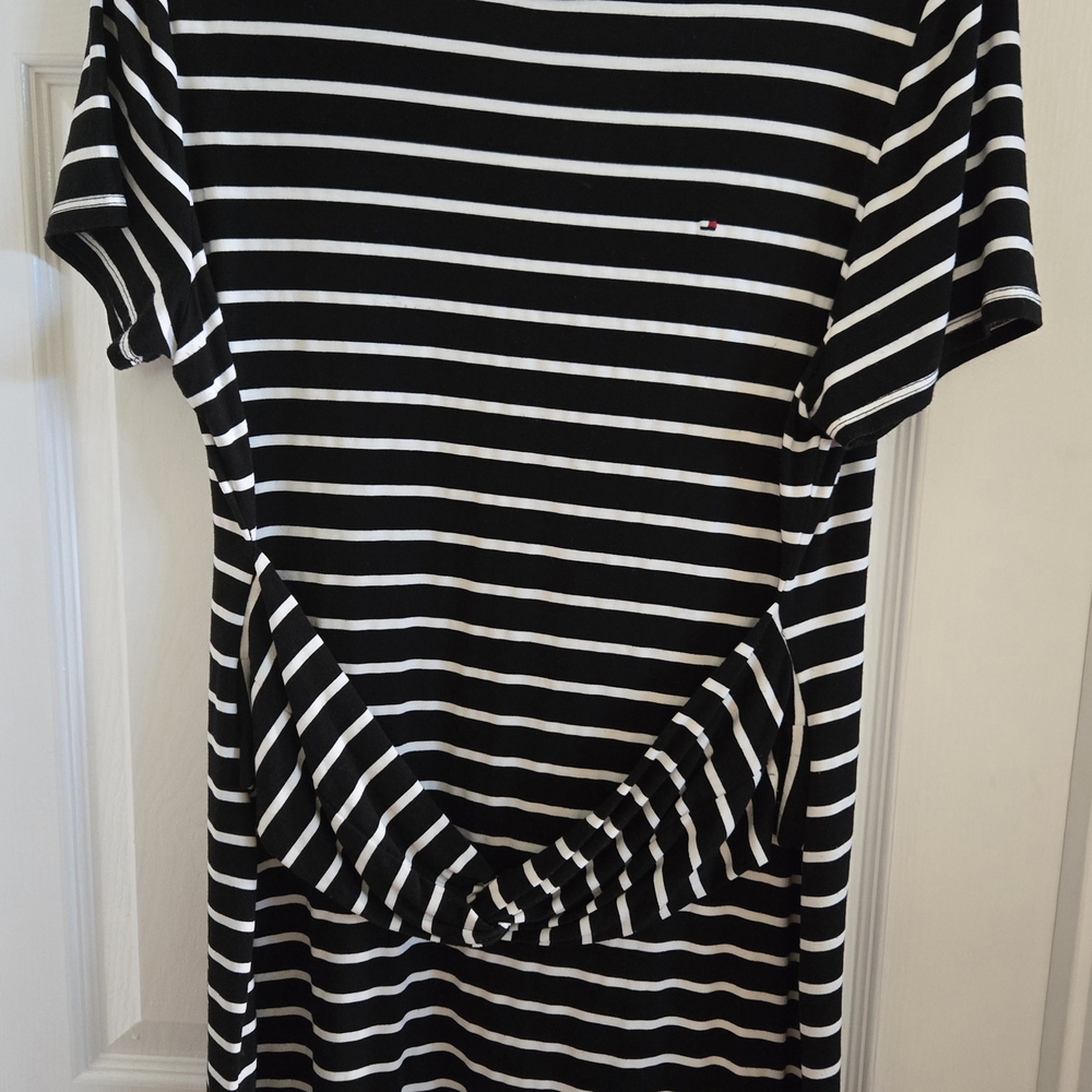 Tommy Hilfiger Black and White Striped Midi Dress